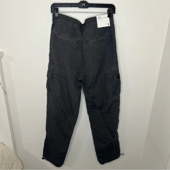 Aeropostale Mens Small Active Utility Cargo Pants Joggers Elastic Waist Black - Picture 3 of 10